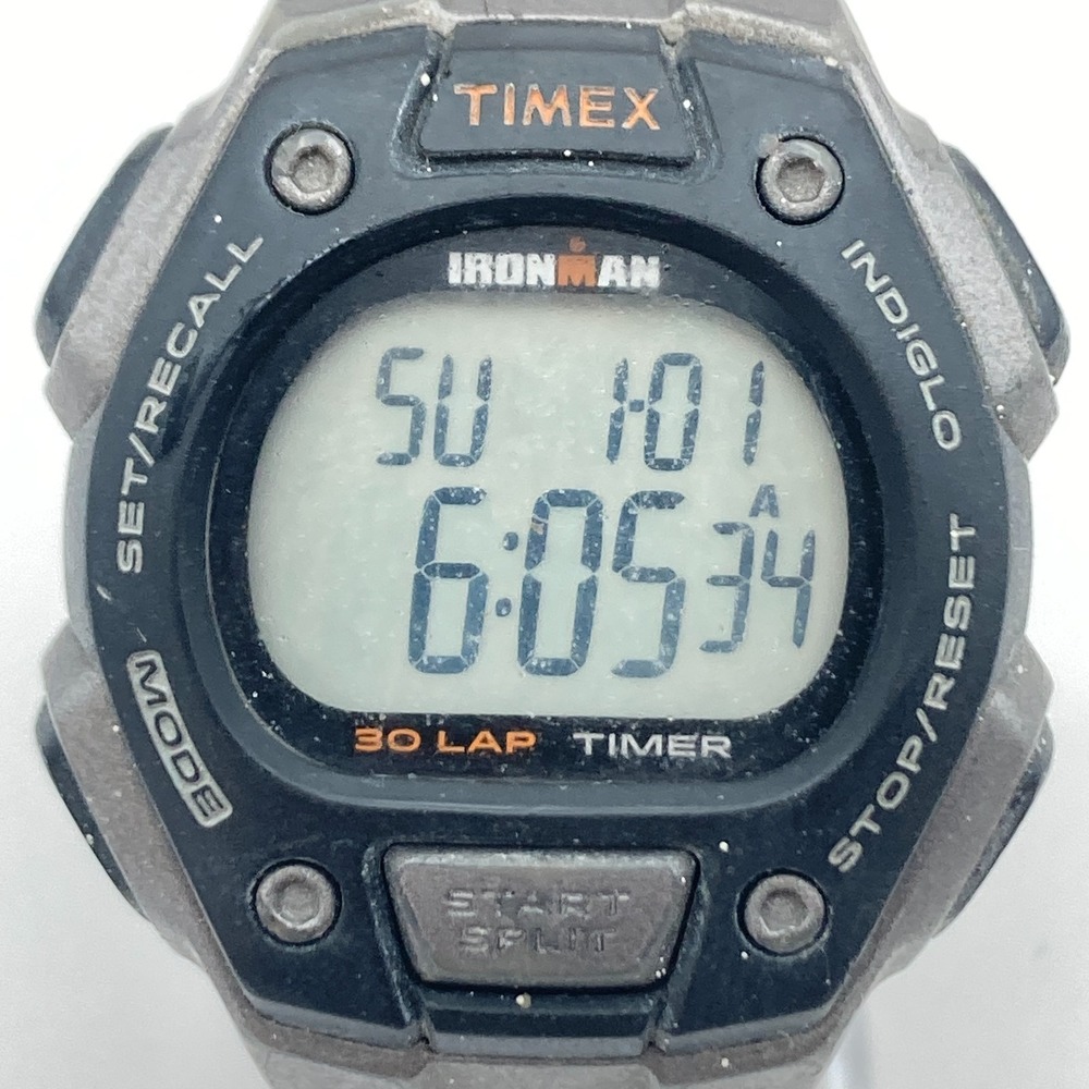 Timex Ironman Men's Watch Digital Gray Black Indiglo 30 Lap Chrono New Battery - Picture 2 of 16